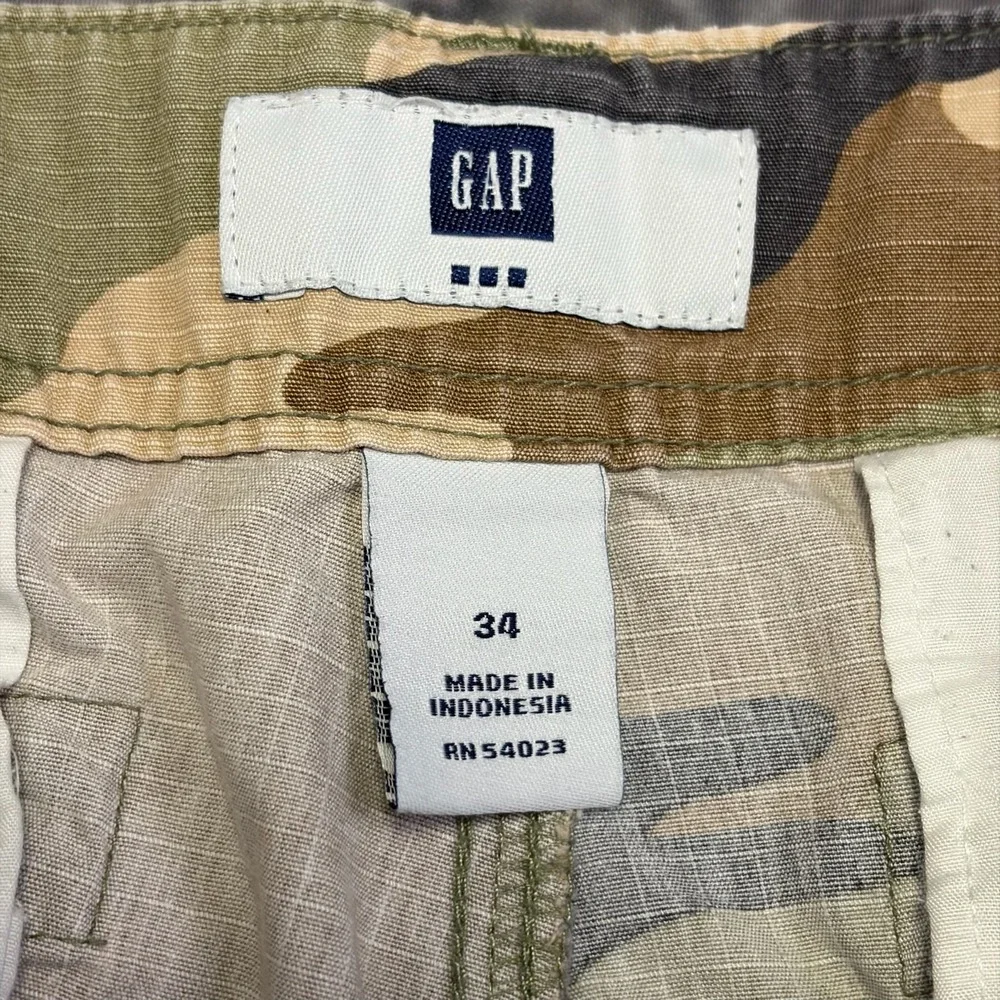 Vintage Y2K Gap Camo Cargo Shorts Mens 34 Green Brown Baggy Skater Grunge